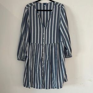 Striped button-up mini swing dress - XL